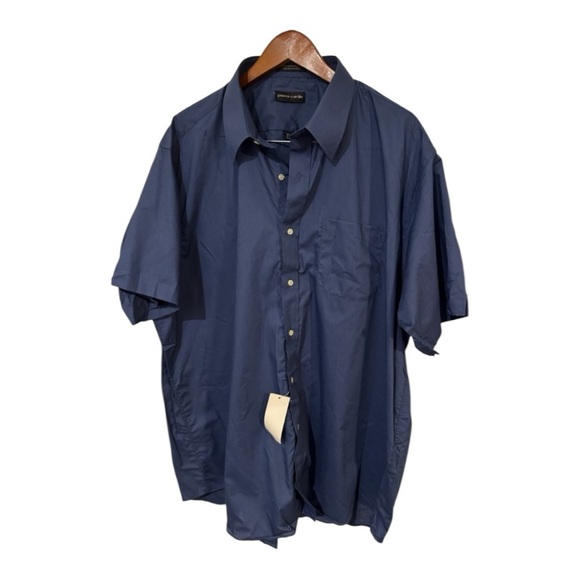 Pierre Cardin Blue Casual Button Down Shirt with Short Sleeves - Picture 6 of 6